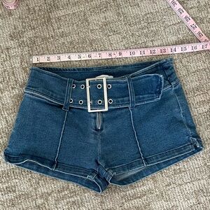 Forever 21 Y3K Style Blue Jean Shorts with Buckle